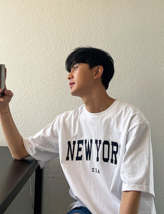 New York Embroidered Oversleeve T-shirt (4 colors)