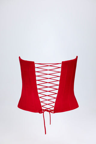 Lace-Up Corset Top in Fire Red