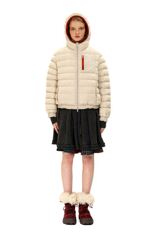[Moromoro2] Lace Trim Hooded Down Jacket /  Vest