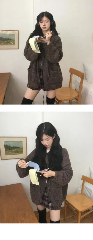 Tteokbokki Hooded Over Cardigan - 3 colors