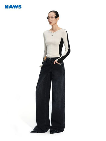 [NOTAWEAR] Sailboat Wide-Leg Denim Pants