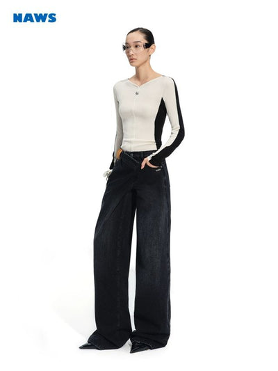 [NOTAWEAR] Sailboat Wide-Leg Denim Pants