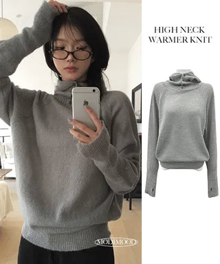 Balaclava Warmer High Neck Mohair Knitwear - 3 Colors
