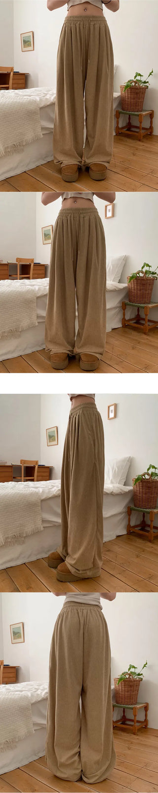 Wither Corduroy Long Wide Pintuck Pants - 4 Colors