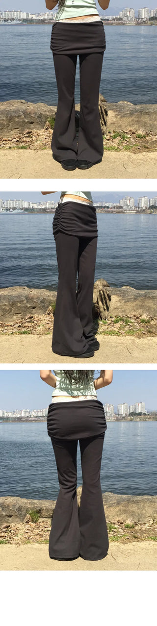 Jain Folding Shirred Flared Pants - 3 colors