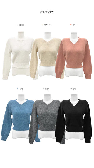 Fossil V-Neck Wool Crop Knitwear - 6 colors