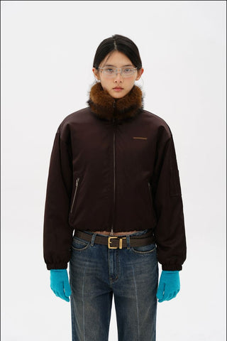 [MASONPRINCE] Fur Collar Oversized Bomber Jacket