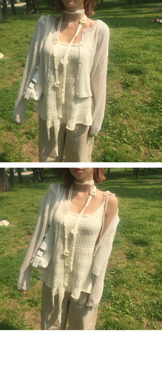 Rose Knit Summer Knitwear Layered ops-3color