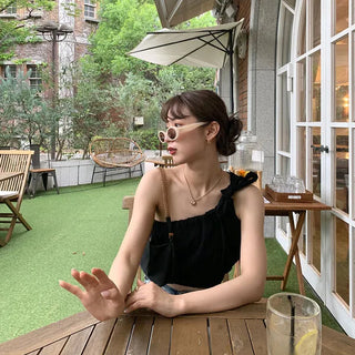 One-shoulder ribbon top