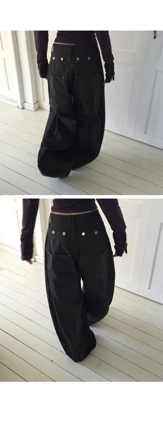 4-button secret pocket wide pants - 4 colors