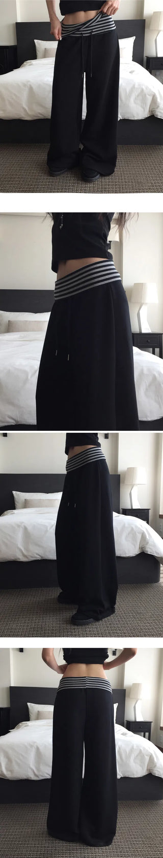 Flared vs. Wide Wrinkle-free Summer Folding Striped Training Pants - 2 colors (Delayed delivery)