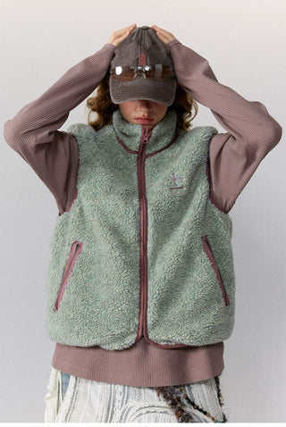 [Monterest] Reversible Fleece Stand Collar Vest