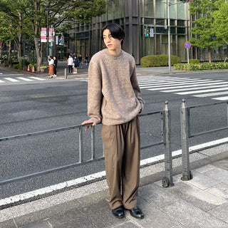 Belted wide slacks