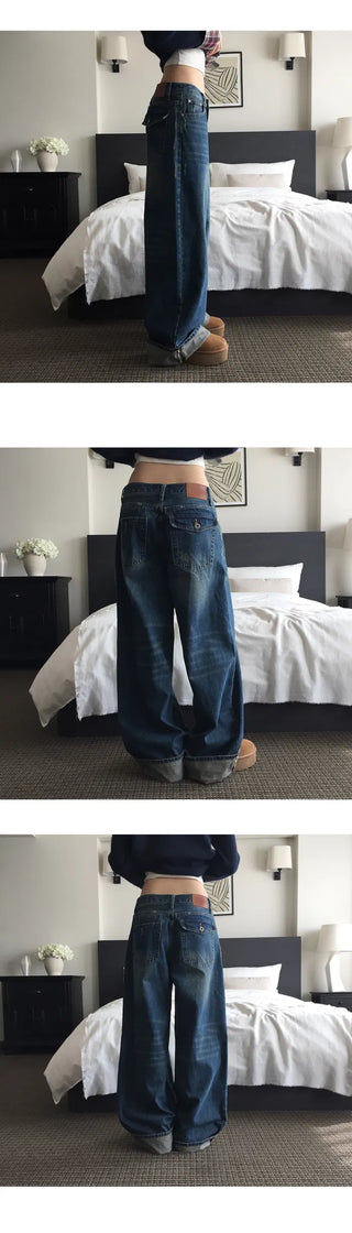 Roll-up wide Faded pants - 3 colors
