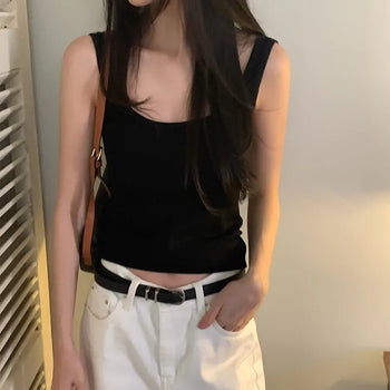 [Padded] Simple Basic U-Neck Sleeveless Bra Top