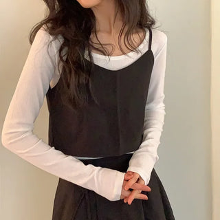 Layered bustier camisole blouse