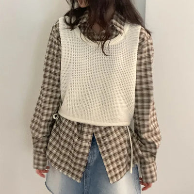 Layered Ribbon Knit Vest