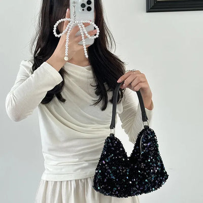Sequin Zipper Mini Shoulder Bag (3 colors)