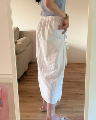 Wrap Ribbon Long Skirt