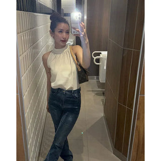 Halter neck sleeveless blouse