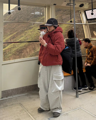 Oversized hooded down jacket