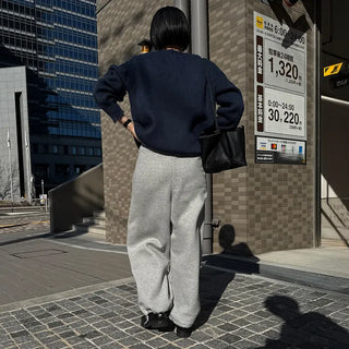 Pintuck Wide Brushed Sweatpants