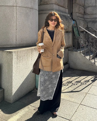 Loose-fit suede jacket