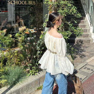 Chiffon off-shoulder blouse