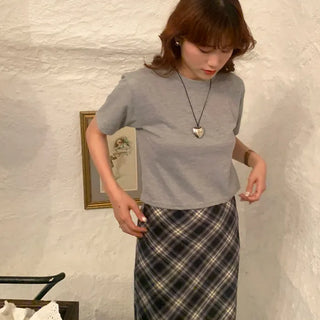 Basic cropped short-sleeved T-shirt