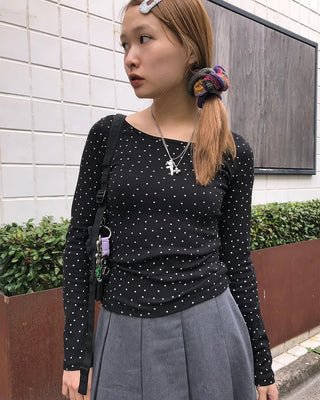 Mini Star Gel Neck Long T-Shirt