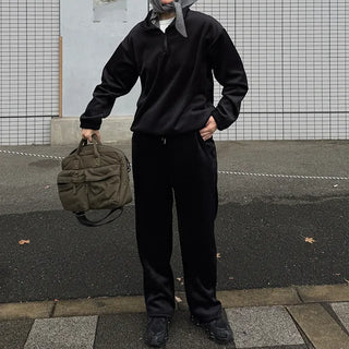Corduroy half-zip pullover and pants set