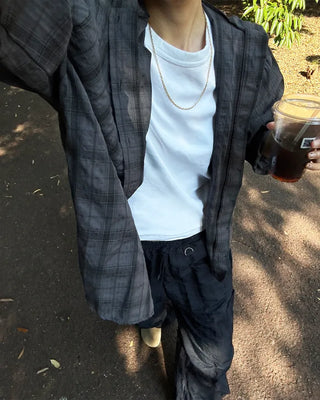 Checked hoodie shirt