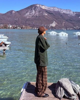 Big check wide pants