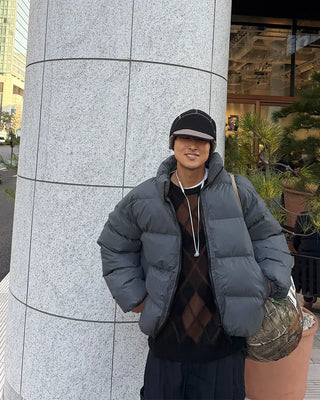 Eco-leather oversized padded jacket