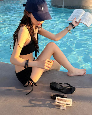 Wedge heel thong sandals