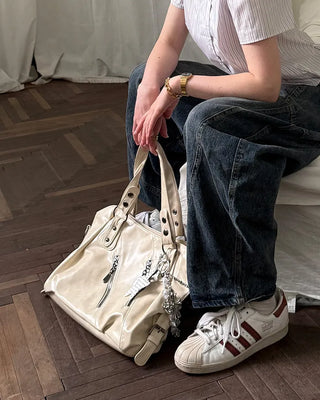 Zip Detail Motor Boston Bag