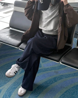 Denim Two-Pintuck Wide Pants