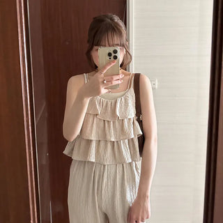 Wrinkle top and pants set