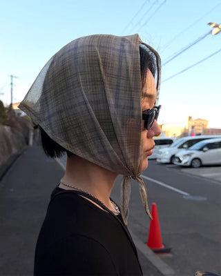 Checked sheer scarf