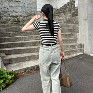 Striped cropped T-shirt