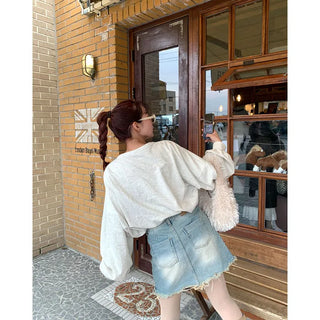 Vintage denim mini skirt