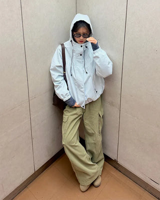 Hooded windbreaker jacket