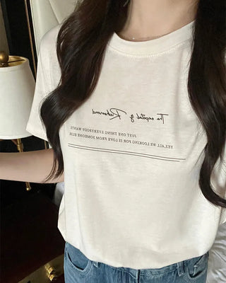 Lettering Tencel Half-Sleeve T-Shirt