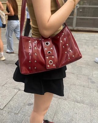 Square studded shoulder bag
