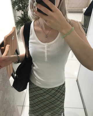 Henley neck button camisole