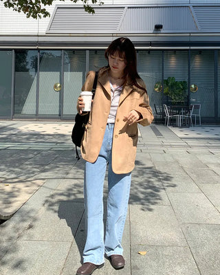 Three-button suede jacket