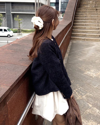 Gold button round tweed jacket