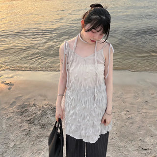 Sleeveless dress with scarf set