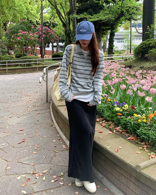 Striped knit polo shirt