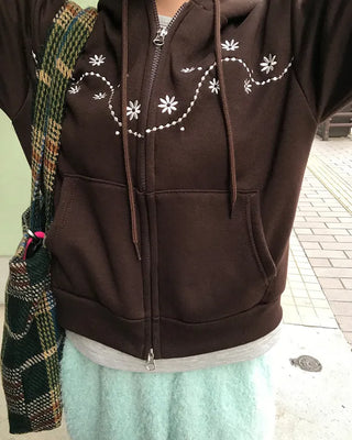 Snowflake Crop Hoodie